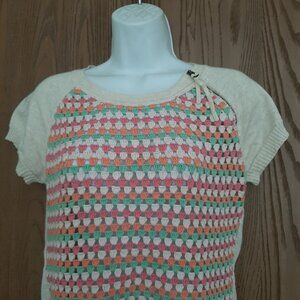 Wrap London Womens Crochet Sweater Small Baumwolle Cotton Zipped Sleeve